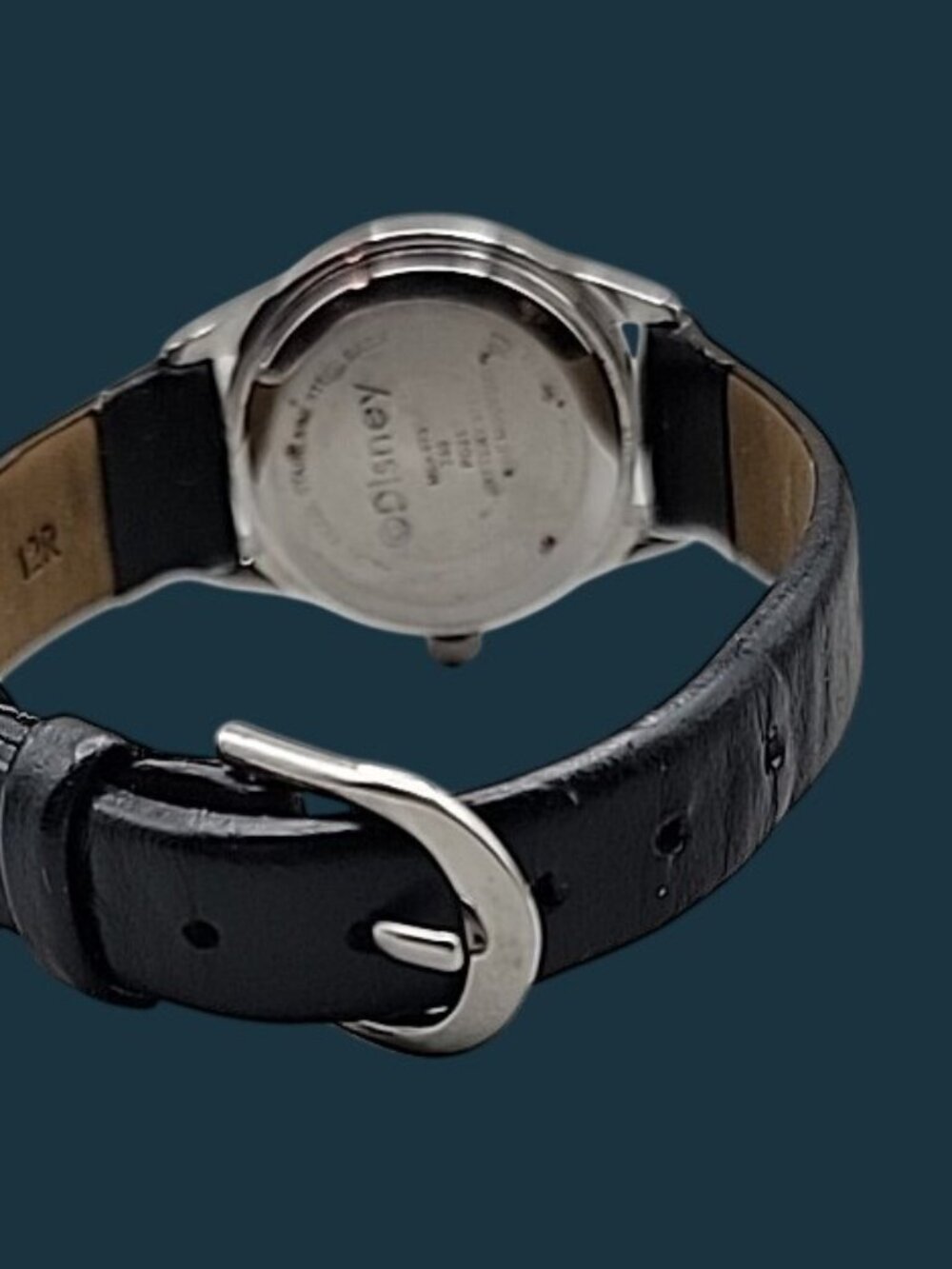 Vintage Disney Mickey Mouse Watch Silver Tone, Hadley-Roma Leather Strap - Runs - Picture 15 of 16